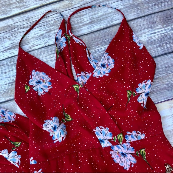 Lush red floral dress with back keyhole - Picture 5 of 7